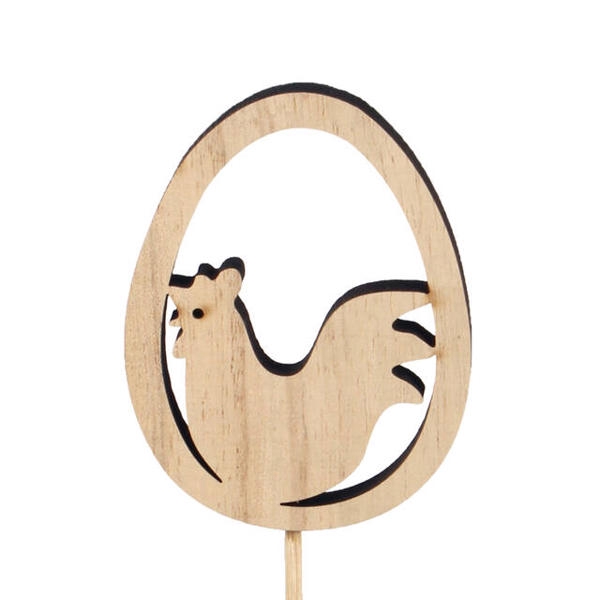 <h4>Bijsteker Egg+Chicken hout 8x6cm+12cm stok</h4>