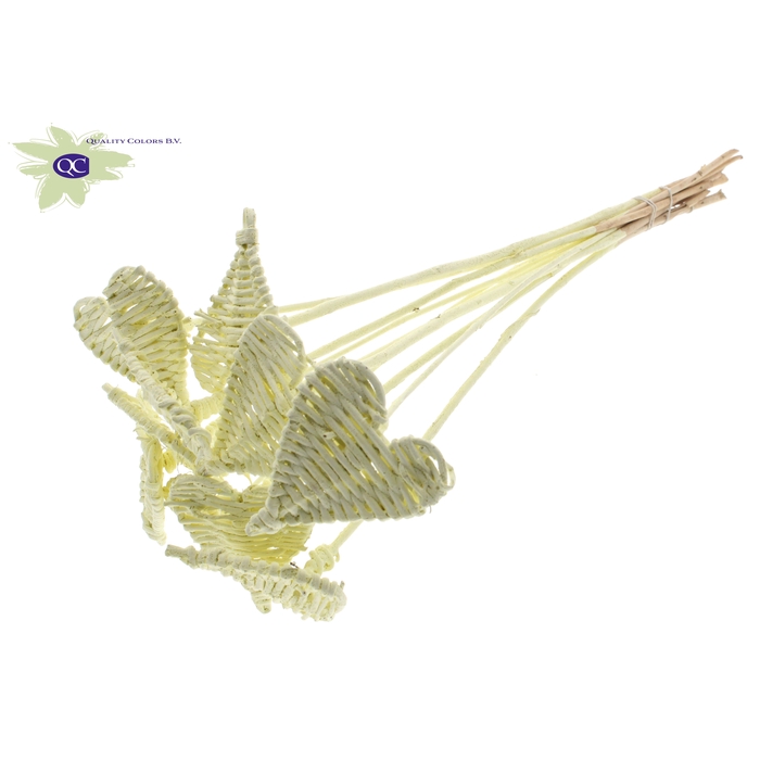 <h4>Lata Heart 8cm on stem Hat type Covered Creme</h4>