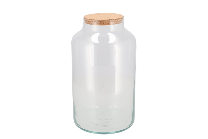 Glass Terrarium Milk With Cork 18x18x30cm