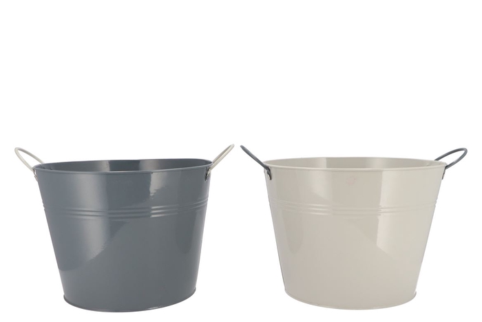 <h4>Zinc Basic Light Grey/dark Grey Ears Bucket 27x20cm</h4>