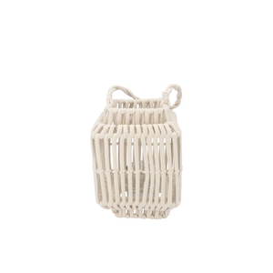 Cruz White Lantern Square Rope 13x19x24cm