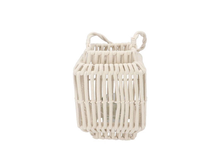 <h4>Cruz White Lantern Square Rope 13x19x24cm</h4>
