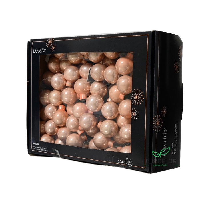 <h4>KERSTBAL GLASS 25MM ON WIRE 144PCS PEACH PEARL</h4>