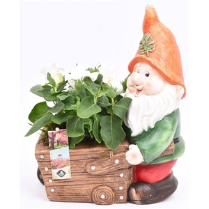 Cement kabouter met kruiwag 23x15cm