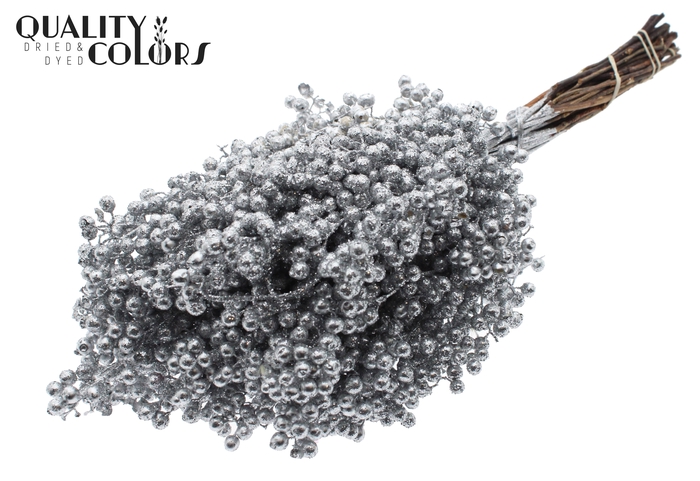 Pepperberries per bunch in poly Silver + Glitter