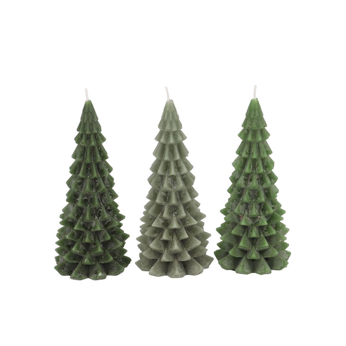 <h4>Candle Frosty X-mas Tree Majestic Green Mix 8x16cm Ass</h4>