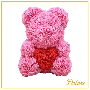 Bear Deluxe On Standard Dark Pink + Red Heart