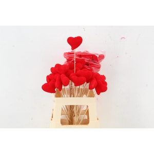Stick Heart Flock Slanting 6cm Red