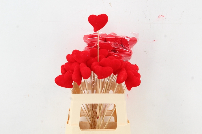 <h4>Stick Heart Flock Slanting 6cm Red</h4>