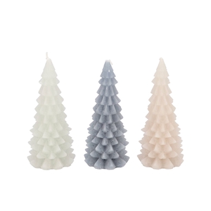 Frosty Grey Mix X-mas Tree Candle 8x16cm Ass