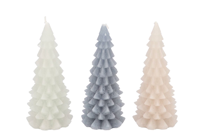 <h4>Frosty Grey Mix X-mas Tree Candle 8x16cm Ass</h4>