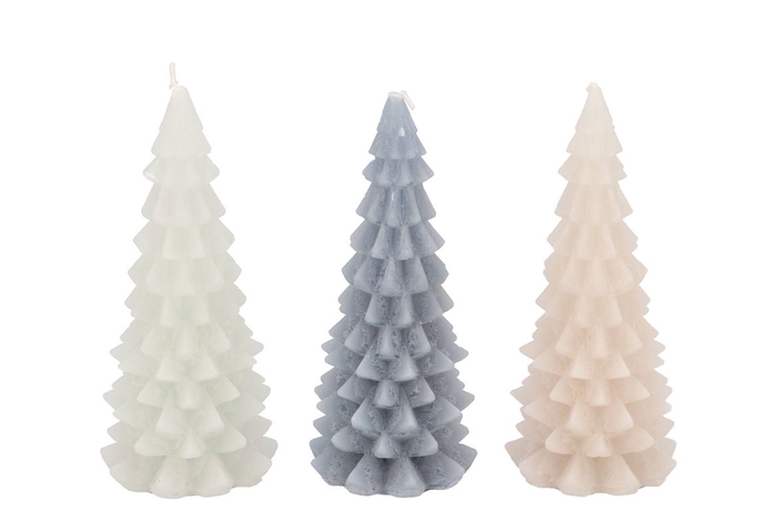 <h4>Candle Frosty X-mas Tree Grey Mix 8x16cm Ass</h4>