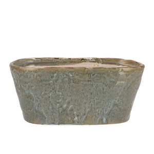 Iron Stone Blue Glazed Oval Pot 28x15x13cm