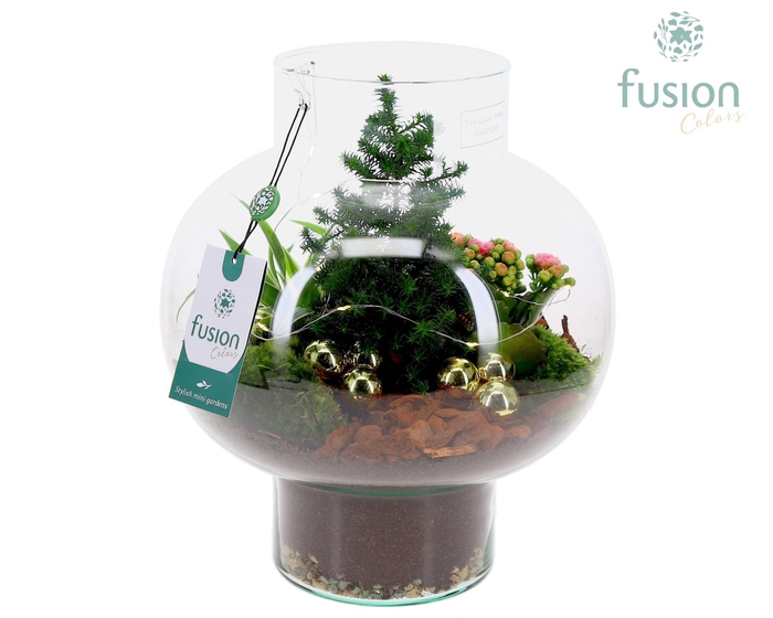 <h4>Green Bottle Laura Medium met Kerst Arrangement met LED</h4>
