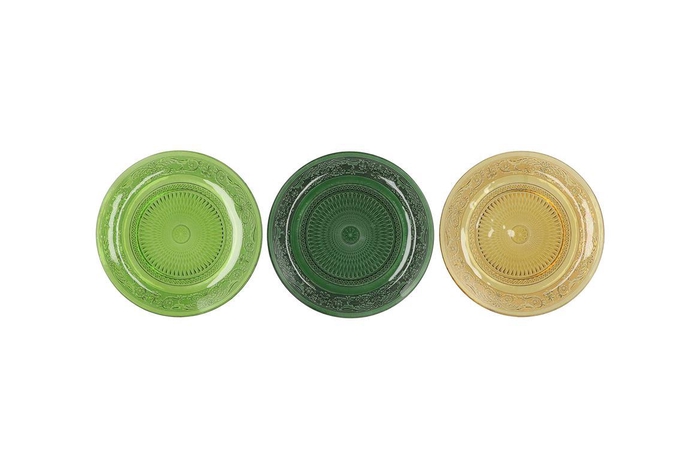 <h4>Dayah Forest Green Glass Plate 15x2cm Ass P/1 Nm</h4>