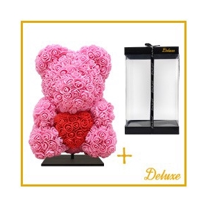Arr6 Deco Beer 40cm - Donker Roze Rood Hart