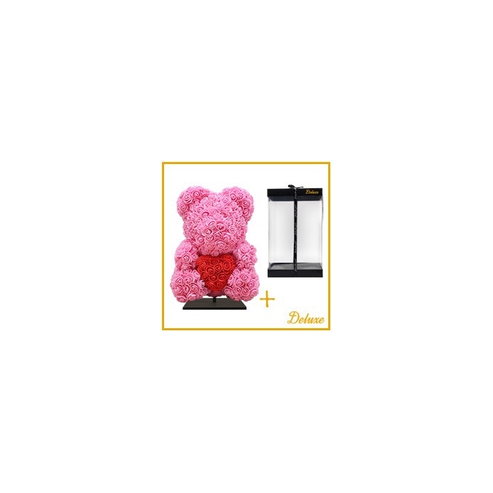 <h4>Arr6 Deco Beer 40cm - Donker Roze Rood Hart</h4>