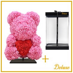 Arr6 Deco Beer 40cm - Donker Roze Rood Hart