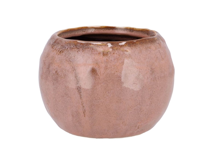 Iron Stone Old Pink Ball Pot 18x18x14cm Nm