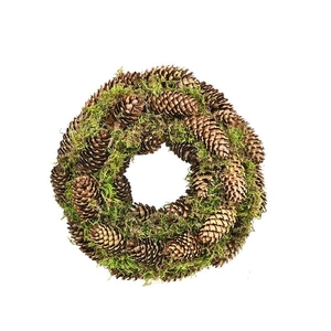 Wreath Ø30cm Lappenmoss/spruce Cone Natural