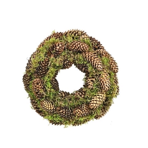 Wreath Ø40cm Lappenmoss/spruce Cone Natural
