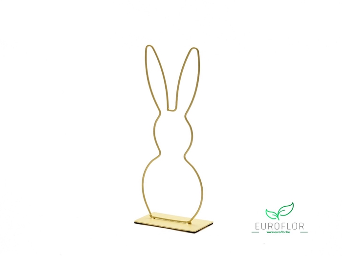 METAL RABBIT ON BASE 29CM YELLOW