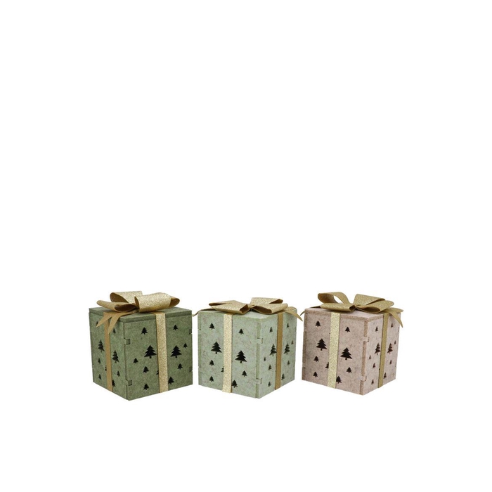 <h4>Felt Green Beige X-mas Giftbox Ass 10x12cm</h4>