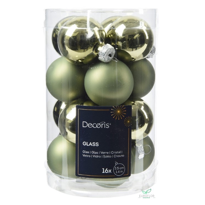 <h4>KERSTBAL GLASS 35MM 16PCS ROSEMARY GREEN</h4>