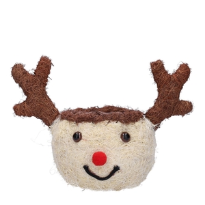 Kerst naturel Rendier pot 27*15*11cm