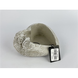CEMENT HEART WITH BIRDS  16*16*H7