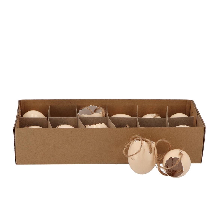 <h4>Eggs Chicken Pendant Cream 5x5cm P/12</h4>