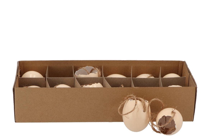 <h4>Eggs Chicken Pendant Cream 5x5cm P/12</h4>