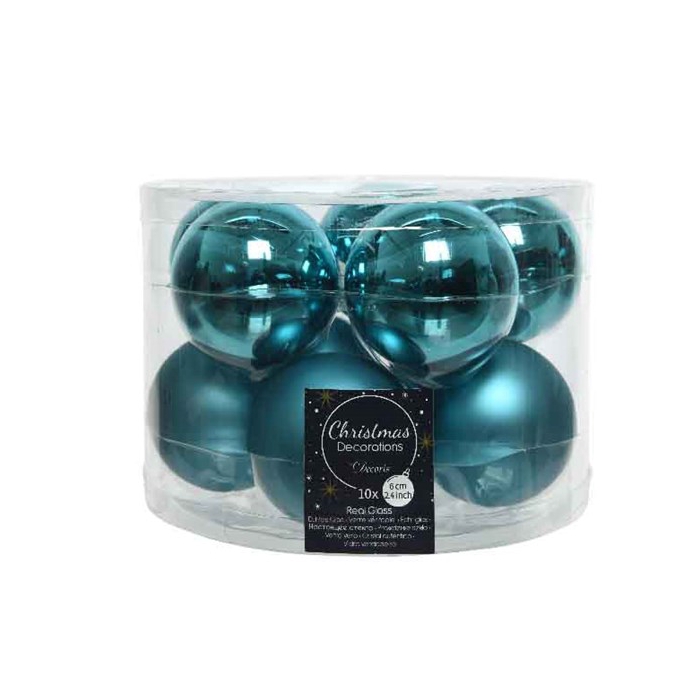 <h4>KERSTBAL GLASS 60MM TURQUOISE 10PCS</h4>