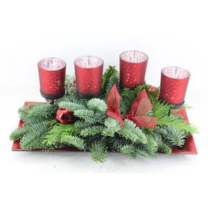 arr5 Kerst PL - Kunstst. rechth. 4kandelaar rood