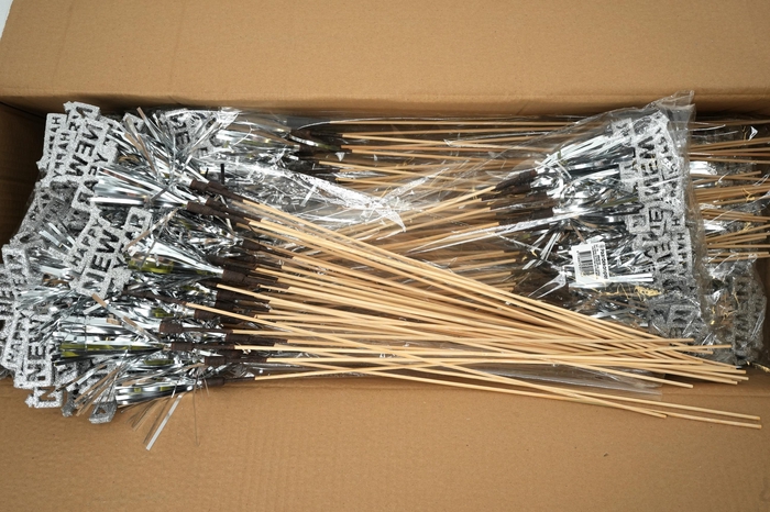 <h4>Pick happy new year foam 6x8cm+50cm stick silver</h4>