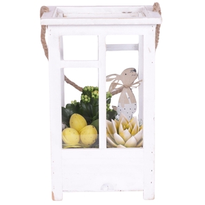 Easter Arr. Indoor Wooden Lantern pot White mix/3 Ø19cm 2PP