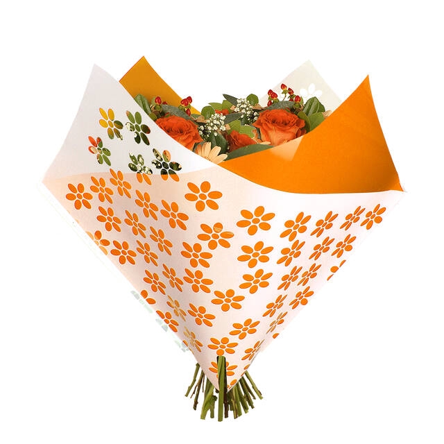 <h4>Hzn 35x35cm Oblique OPP40 Clear Flowers oranje</h4>