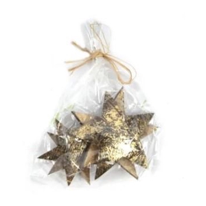 DECO Coconut shell stars 5-7 cm patina gold - 4pcs