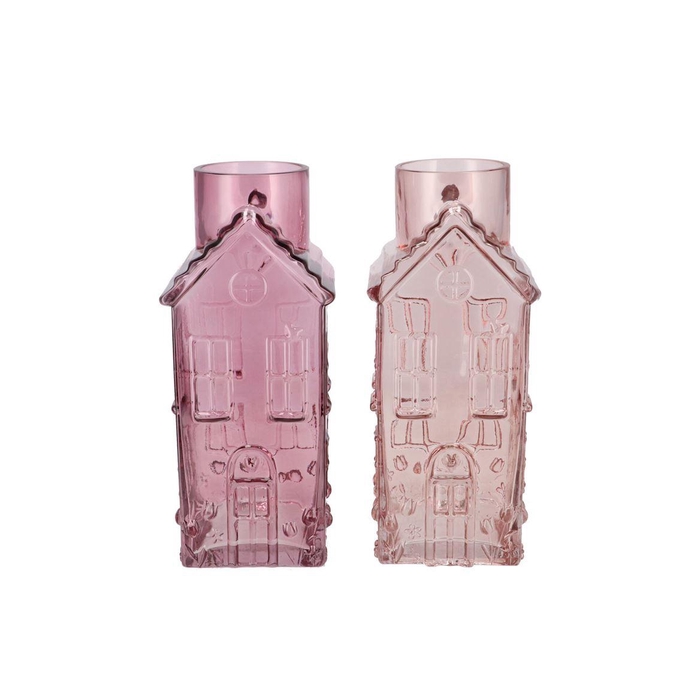 <h4>Mille Sand/old Pink Vase House 13x13x30cm Nm</h4>