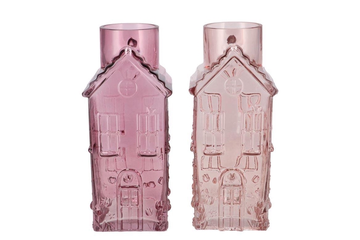 Mille Sand/old Pink Vase House 13x13x30cm Nm