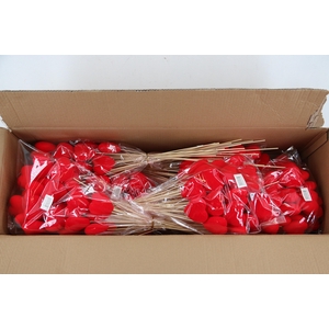 Stick Heart Flock Red 7cm