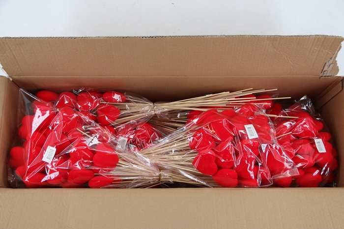 <h4>Stick Heart Flock Red 7cm</h4>