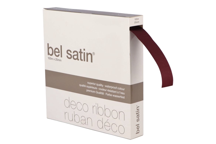 <h4>Ruban Satin (nr.25) Bordeaux Foncé 25mm Par 100 Metrés</h4>