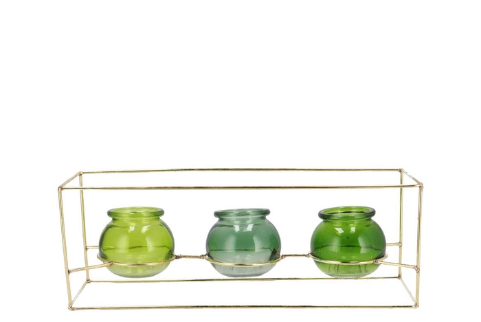<h4>Polly Fresh Green Mix Metal Rack 3 Glass Ass 35x11x13cm</h4>