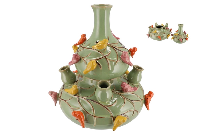 <h4>Bird Vase Pistache Bubbles 33x37cm Nm</h4>