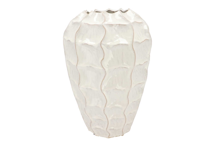 Lima White Vase Long Carve 31x31x44cm