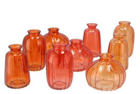 <h4>Dayah Coral Sunset Glass Bottle S/3 7x11cm</h4>