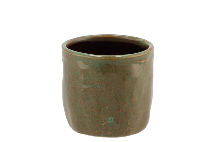 <h4>Iron Stone Green Glazed Pot 9x8cm Nm</h4>