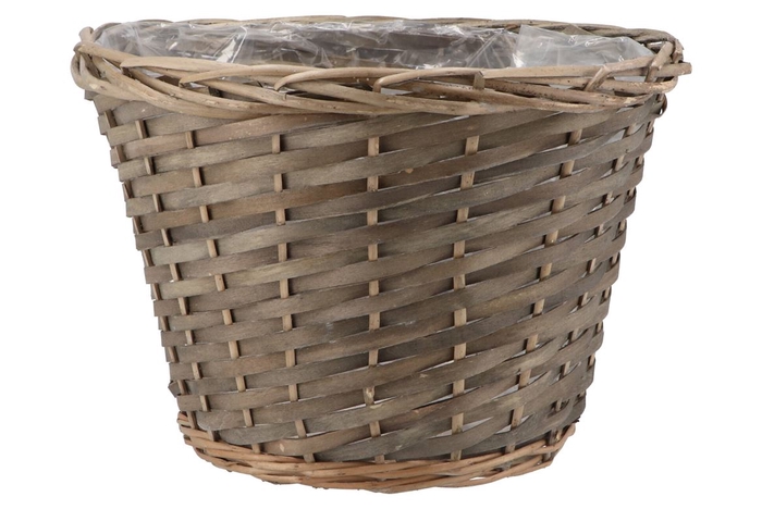 Wicker Pot Basket Round Grey 35x25cm