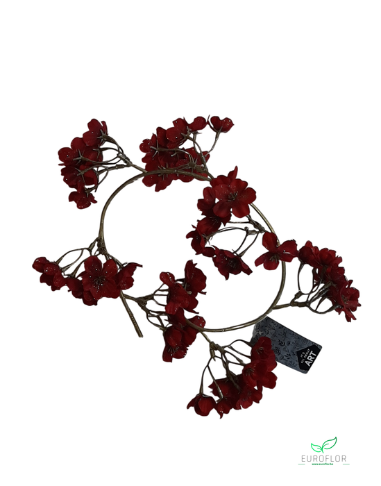 SILK FLOWERS - APPLE BLOSSOM GARLAND RED 50CM